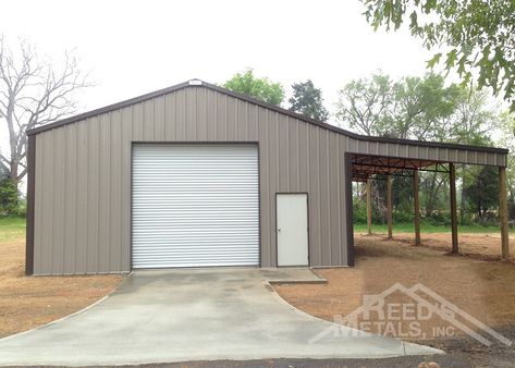 Clay, Burnished Slate 30x40x13 Enclosed Pole Barn with 16x40 Roof Only Lean-To - Reed's Metals Metal Shop Building 40x60 With Lean To, Metal Shop Building 30 X 40, Detached Metal Garage Next To House, 30x40 Shop With Lean To, Metal Garage With Lean To, Metal Shop Building With Lean To, 30x40 Metal Buildings, Pole Barn Shop Plans, Shop With Lean To