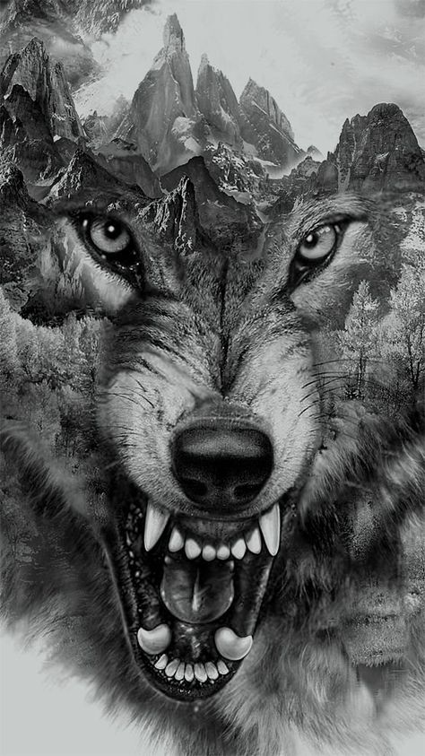 The lone wolf Wolf Growling, Kurt Tattoo, Berg Tattoo, Wolf Tattoos For Women, Wolf Sleeve, Lup Singuratic, Snarling Wolf, Wolf Tattoos Men, Island Tattoo