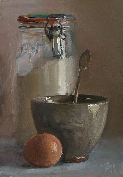 daily painting titled Flour, egg and sugar bowl - julian merrow-smith Still Life Drawing Ideas, Still Life Oil Painting, Still Life Drawing, Daily Painting, Paintings I Love, Painting Still Life, Still Life Art, Beginner Painting, Life Drawing