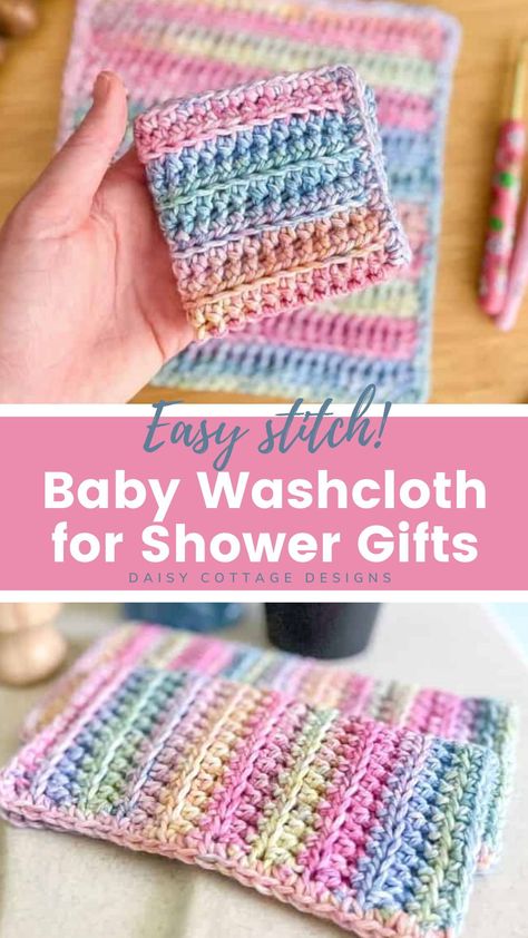 Small Crochet Washcloths, Easy Crochet Face Cloth, Crochet Baby Things Shower Gifts, Crochet Cotton Washcloth Pattern, Free Crochet Washcloth Pattern Cotton, Simple Crochet Washcloth Free Pattern, Beginner Baby Crochet Projects, Cotton Yarn Patterns Free, Crocheted Baby Gifts