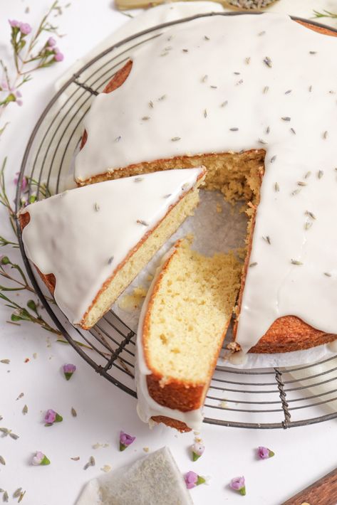 Lavender Honey Chamomile Tea Cake Chamomile Lavender Cake, Honey Lemon Lavender Tea Cake, Honey Tea Cake, Imbolc Baking, Chamomile Dessert, Chamomile Tea Cake, Lavender Tea Cake, Honey Lavender Cake, Lavender Honey Cake