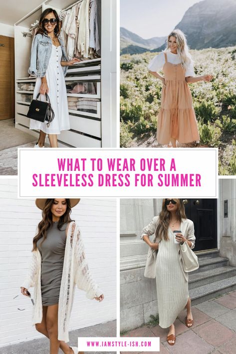 Summer Style tips: What to wear over a sleeveless dress What To Wear Over A Dress, Strapless Prom Dress, Grunge Dress, Sleeveless Gown, Pillowcase Dress, Cotton Dress Summer, Sleeveless Dress Summer, Summer Wedding Dress, Black Sleeveless Dress