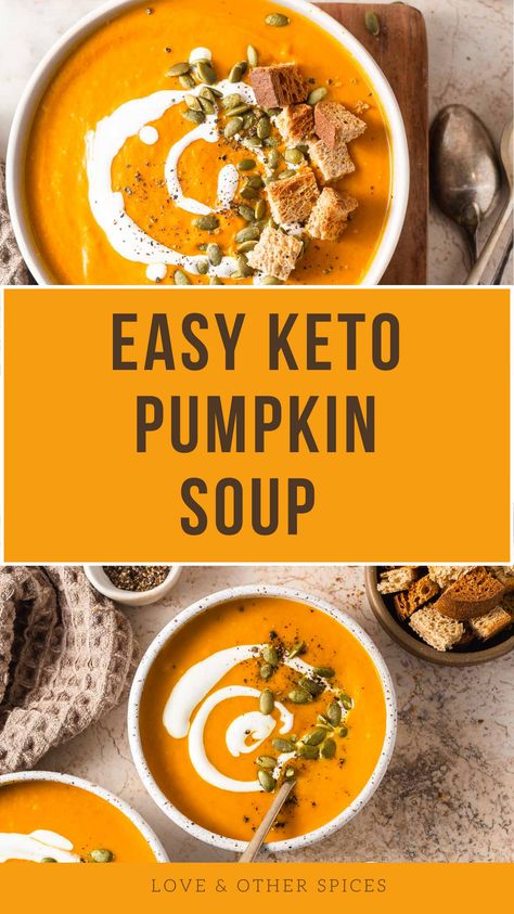 Healthy Pumpkin Recipes Low Calories, Bacon Crockpot, Keto Pumpkin Soup, Pumpkin Puree Recipes Healthy, Ketogenic Meals, Pumpkin Puree Recipes, Soup Keto, Keto Board, Creamy Pumpkin Soup