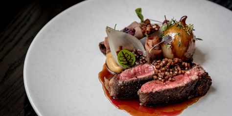 Wagyu Beef with Onions and Ox Tongue Recipe - Great British Chefs Ox Tongue Recipe, Ox Cheek Recipes, Balsamic Caviar, Beef With Onions, Ox Tongue, Sirloin Recipes, Beef Sauce, Beef Tongue, Great British Chefs