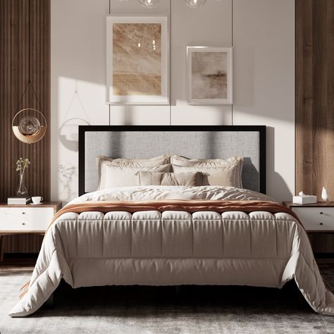 You'll love the Wade Logan Ataman Metal Platform Bed With Simple Upholstered Headboard at Wayfair - Great Deals on all products with Free Shipping on most stuff, even the big stuff. Mattress Support, Metal Platform Bed, Queen Mattress, Platform Bed Frame, Home Reno, Memory Foam Mattress, Upholstered Headboard, Foam Mattress, Platform Bed