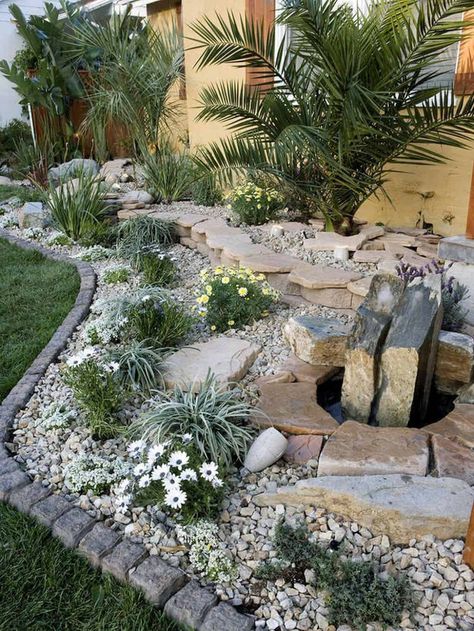 25 Most Creative And Inspiring Rock Garden Landscaping Ideas Garden With Rocks, Garden Ideas Australia, Moderne Have, Garden Front Of House, Garden Ideas To Make, River Rock Landscaping, Rock Garden Design, Desain Lanskap, Easy Landscaping