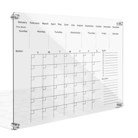 PRICES MAY VARY. 【MODERN ACRYLIC WALL CALENDAR】Acrylic wall calendar board is made of thick acrylic which is as transparent as crystal and reflect light softly and look visually clear. It is a functional decoration with a modern look for your house. 【REASONABLE WRITING AREA】Acrylic dry erase board contains daily planning writing grid for months and weeks. Besides, notes area was design to confirm more details for plans.It is ideal to write meal plans, make grocery lists. 【FIRMLY WALL MOUNTED STY Cute Dry Erase Board Ideas, Acrylic Whiteboard, Calendar Acrylic, Acrylic Dry Erase Board, Whiteboard Planner, Dry Erase Wall Calendar, Toronto Apartment, Acrylic Calendar, Office Calendar