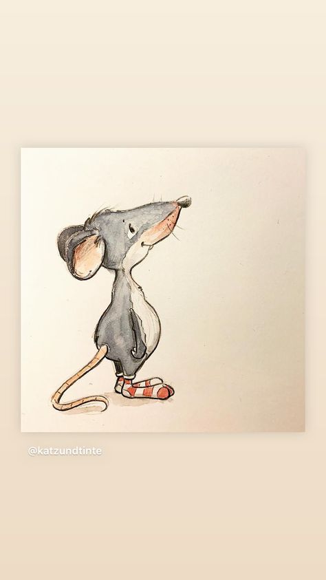 Whimsical Animals Watercolor, Drawings Of Mice, Mouse Illustration Cute, Watercolor Mice, Watercolour Mouse, Watercolor Animals Easy, Cute Mouse Art, Cute Mouse Illustration, Funny Animal Drawings