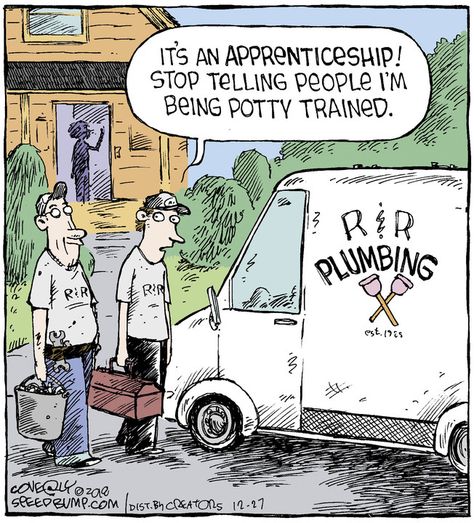 Plumbing Humor, Plumber Humor, Bizarro Comic, Clean Memes, Cartoon Jokes, Potty Training, Dad Jokes, A Cartoon, Funny Cartoons