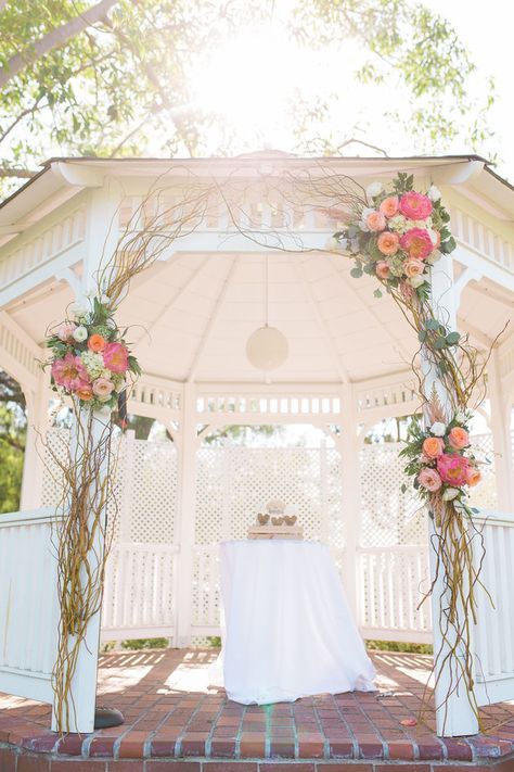 Diy Wedding Gazebo, Wedding Gazebo Flowers, Wedding Ceremony Gazebo, Gazebo Wedding Ceremony, Gazebo Wedding Decorations, White Gazebo, Gazebo Decorations, Rustic Garden Wedding, Gazebo Wedding