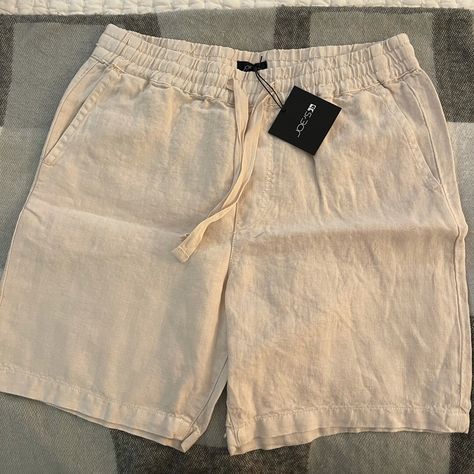 Brand New With Tags Khaki Linen Shorts. Lightweight Shorts That Pair Well With Any Shirt In Your Summer Wardrobe Lightweight Shorts, Linen Shorts, Summer Wardrobe, Sewing Projects, Man Shop, Brand New, Wardrobe, Sewing, Tags