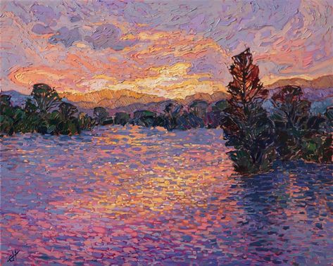 A modern impressionist painting inspired by Monet light, painted by artist Erin Hanson. Fine Art Prints Artists, Impressionist Paintings Landscape, Post Impressionism Art, American Impressionism, Erin Hanson, Contemporary Impressionism, Modern Impressionism, Dappled Light, Impressionism Painting