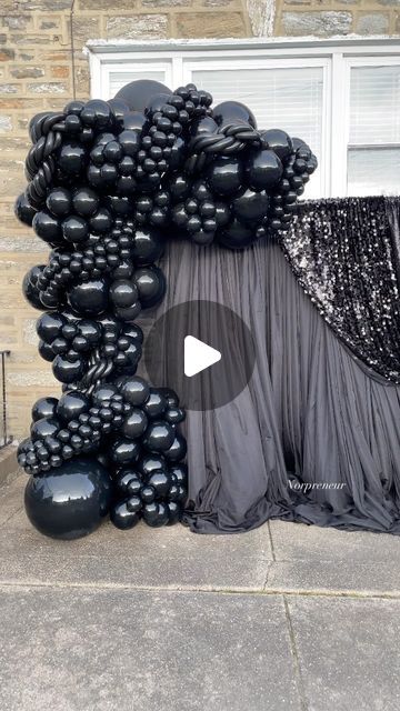 Ivory Norpreneur Luxury Balloon Stylist on Instagram: "😍‼️ SO EXCITED FIRST #PROMSENDOFF  OF THE #2024Prom season ✨🥳  #OrganicBalloonStyling #Draping  The wind tried to take us out ! But we won 🙌🏽 💪🏽 🖤💫" All Black Balloon Arch, Black Balloon Decor, Graduation Party Balloon Arch, Prom Send Off Ideas Decorations, Prom Sendoff, Graduation Banquet, Prom Balloons, Balloon Decorations Diy Tutorials, Balloon Craft