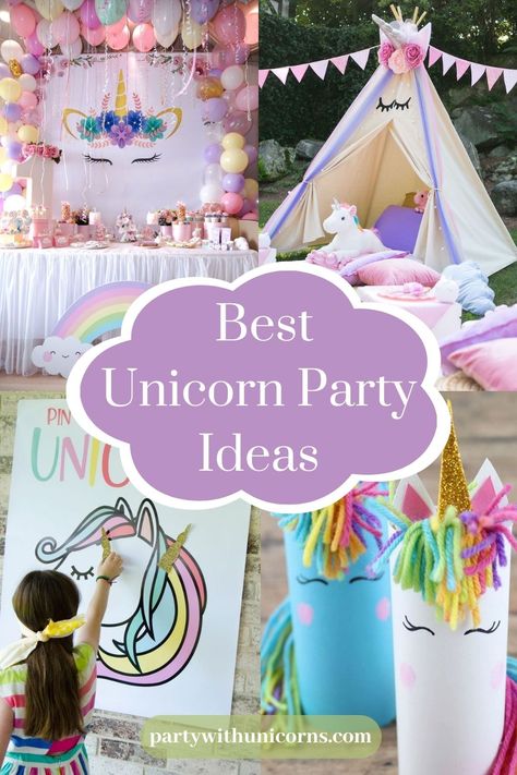 Birthday Party Craft Ideas, Party Craft Ideas, Unicorn Party Ideas, Kids Halloween Party Decorations, Diy Unicorn Party, Unicorn Party Food, Rainbow Unicorn Birthday Party, Unicorn Birthday Party Decorations, Rainbow Unicorn Party