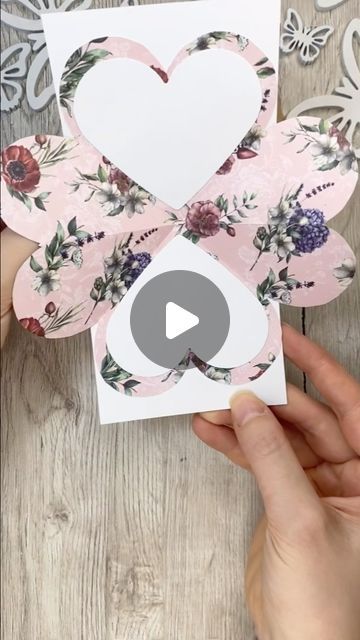 Folded Birthday Cards Diy, Paper Folding Cards Ideas, Diy Heart Cards, Easter Pop Up Cards For Kids, Folded Heart Card, Folding Heart Card, Diy Card Folding Ideas, Handmade Hearts Diy Crafts, I Love You Paper Crafts