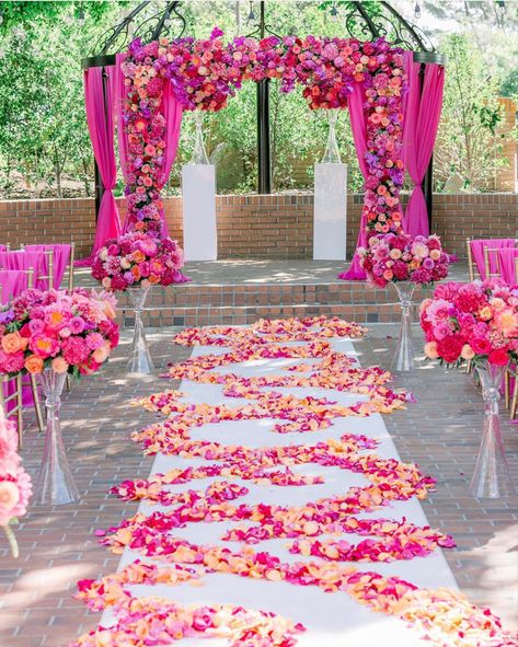 Wedding Shades Of Pink, Pink Orange Fall Wedding, Pink And Orange Wedding Theme Groomsmen, Hot Pink Wedding Theme Color Combos, Barbie Pink Wedding Theme, Hot Pink Wedding Decor, Hot Pink Wedding Decorations, Hot Pink Wedding Ideas, Pink Wedding Theme Ideas