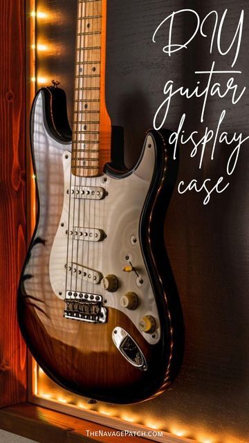 Guitar Wall Display, Guitar Hanging Ideas, Guitar Display Case, The Navage Patch, Teen Bedroom Makeover, Guitar Light, Navage Patch, Guitar Holder, Wall Display Case