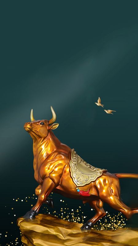 Get the unique Golden Luxury Bull Wallpaper for your smartphone! The gorgeous, customized design will bring a touch of originality to your favourite phone. For more unique and beautiful visual expe... Bull Wallpaper Iphone, Trading Bull, Bull Wallpaper, Bull Artwork, Bull Pictures, Bull Images, Bulls Wallpaper, Attractive Wallpapers, Bull Painting