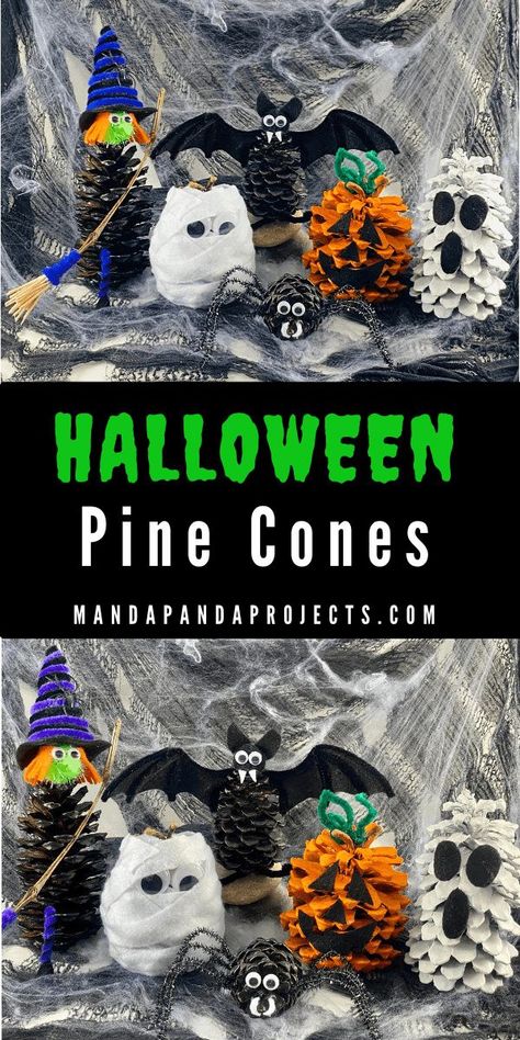 Crafts For Toddlers Halloween, Kids Crafts Toddlers, Nature Crafts Kids, Pinecone Crafts Kids, Pine Cone Art, Halloween Character, Halloween Crafts For Toddlers, Halloween Arts And Crafts, Crafts For Toddlers