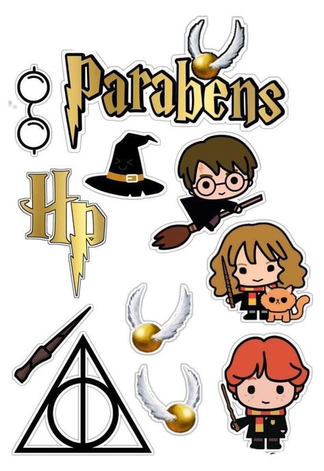 Hary Poter Stickers, Harry Potter Birthday Cake Topper, Harry Potter Cake Topper Printable, Harry Potter Stickers Printable, Dibujos Harry Potter, Harry Potter Dibujos, Harry Potter Cake Ideas, Harry Potter Cake Topper, Harry Potter Cakes