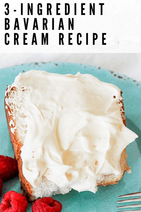 Bavarian Cream Recipe Layer Cakes, Baseless Cream Cake, Angel Cream Filling, Angel Food Cake Filling, Frosting For Angel Food Cake Simple, Angel Cream Donut Filling, Bavarian Cream King Cake Recipe, Angel Food Cake Decorating Ideas, Icing For Angel Food Cake