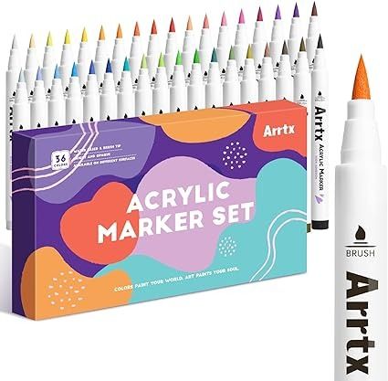 Amazon.com: Arrtx 30 Colors Acrylic Paint Pens for Rock Painting, Extra Brush Tip, Water Based Paint Markers for Stone, Glass, Easter Egg, Wood and Fabric Painting-No Toxic,No Odor : Everything Else Paint Markers Art, Paint Pen Art, Paint Pens For Rocks, Paint Diy Crafts, Markers Art, Waterproof Paint, Art Pens And Markers, Acrylic Paint Pens, Marker Set