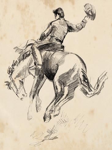 size: 12x9in Art Print: King of the Rodeo II by Jennifer Parker : Rodeo Poster, Western Artwork, Western Comics, Queen Art, Cowboy Art, Horse Drawing, Horse Decor, Horse Drawings, Art Print Display