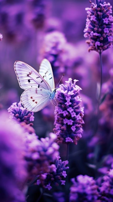 A purple butterfly flying in purple lavender flowers garden blossom plant petal. | premium image by rawpixel.com / Pitcha Benrohman Purple Flowers With Butterflies, Flower Garden Illustration Art, Iphone Wallpaper Lavender, Butterfly Phone Wallpaper, Purple Colour Wallpaper, Purple Violet Flower, Wallpaper Lavender, Lavender Photo, Phone Organisation