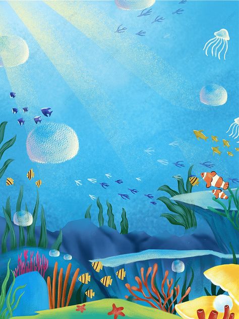 Sea World Wallpaper, Ocean Cartoon Wallpaper, Sea Background Drawing, Sea Background For Editing, Finding Nemo Background, Sea Cartoon Background, Ocean Background Drawing, Ocean Background Underwater, Sea Background Illustration