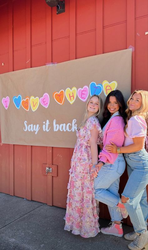 Meet The Sisters Sorority, Sorority Brunch Ideas, Valentines Day Sisterhood Sorority, Alumnae Events Sorority Ideas, Sorority Vp Recruitment, Sorority Bid Day Banner, Bid Day Signs For New Members, Sisterhood Retreat Banner, Sisterhood Bonding Activities Sorority