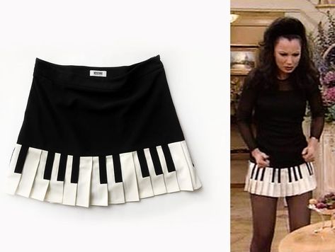 Fran Fine Piano Skirt, Crochet Piano Skirt, Emo Outfits With Skirt, Piano Skirt Outfit, Musical Inspired Outfits, Piano Clothes, Piano Skirt, Piano Dress, Musical Outfits