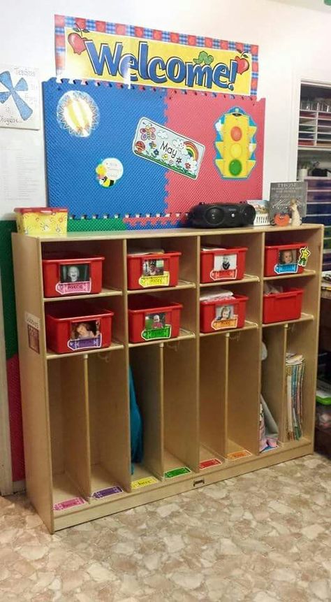 Cubbies Daycare Cubbies Ideas, Classroom Cubby Ideas, Daycare Cubbies, Preschool Cubbies, Cubby Ideas, Early Learning Environments, S Names, Class Organization, Bag Clothes