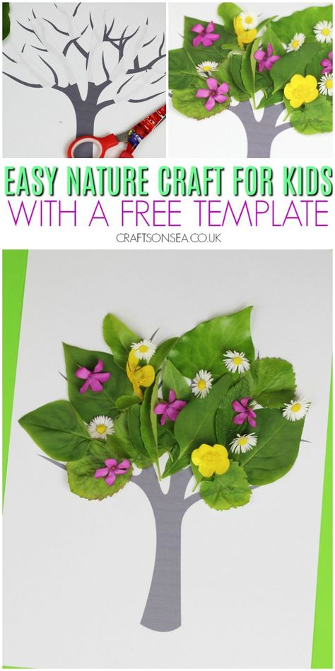 Grab the free template and make this simple nature inspired tree craft for kids #kidscrafts #naturecrafts Flowers And Trees Preschool, God Made Land And Plants Craft, Plants And Trees Preschool, Plant Art And Craft, Plant Art For Kids, Plants Crafts For Kids, Plant Crafts Preschool, Plant Crafts For Kids, Tree Crafts Preschool