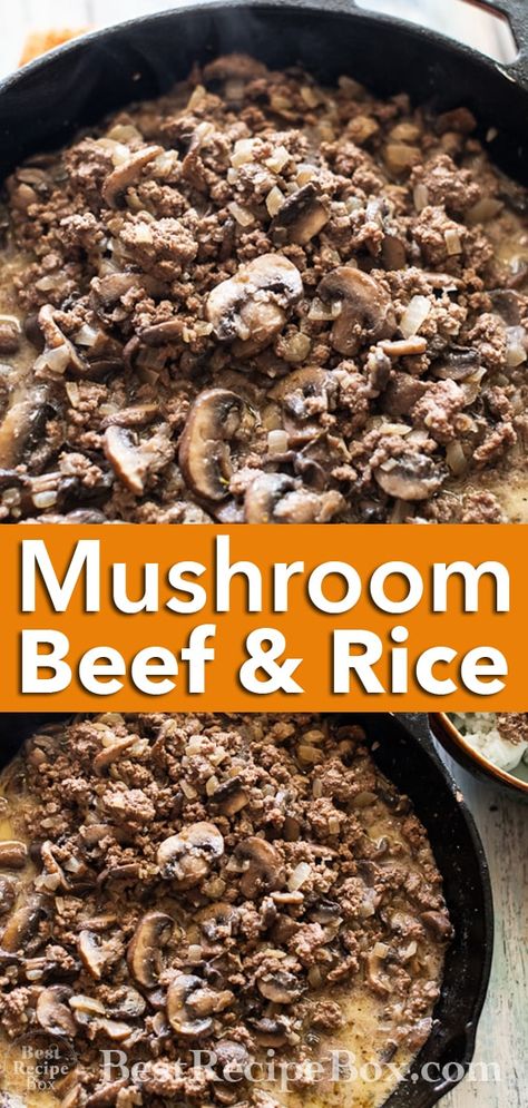 Beef Mushroom Rice, Beef And Mushroom Recipe, Beef And Mushrooms, Mushroom Rice Recipes, Recipe With Beef, Beef Mushroom, Crispy Oven Fried Chicken, Beef Rice, Mushroom Rice