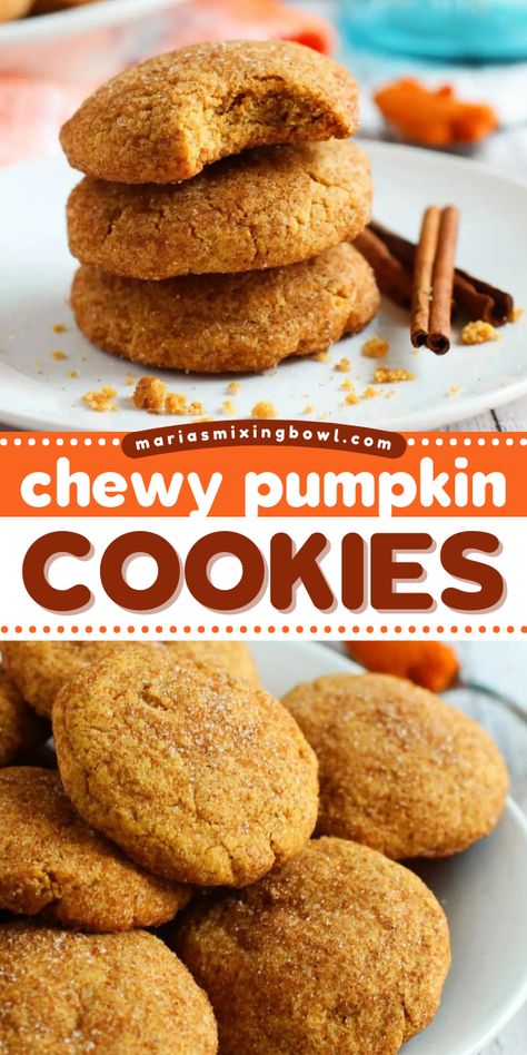 In search of sweet treats to make for Thanksgiving? Put these pumpkin spice cookies on your Thanksgiving dessert ideas! Everyone will love these Chewy Pumpkin Cookies that are loaded with rich, buttery flavors! Pumpkin Raisin Cookies, Sweet Treats To Make, Chewy Pumpkin Cookies, Thanksgiving Dessert Ideas, Healthy Pumpkin Dessert, Pumpkin Cookies Easy, Easy Pumpkin Dessert, Dump Cake Pumpkin, Pumpkin Cookie Recipe