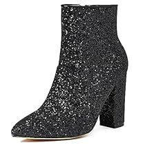 Sparkly Heels Outfit, Gothic Shoes, Sequin Boots, Glitter Boots, Chunky Heel Ankle Boots, Boots Chunky, Sparkly Heels, Wedding Bridal Party, Bridal Party Dresses