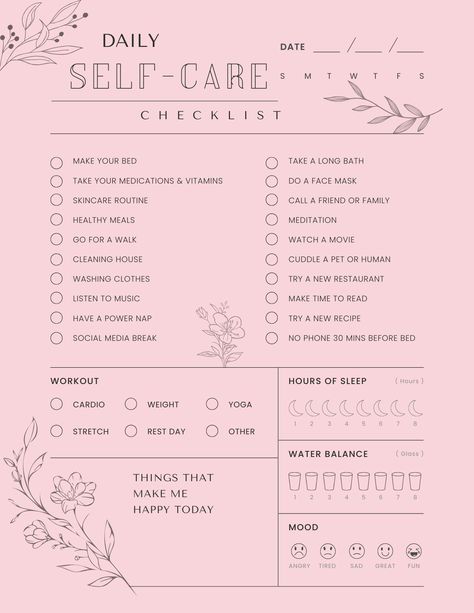 Self Care Checklist, Self-Care Planner, Selfcare Journal Tracker, Wellness Planner Printable, Daily Wellbeing, Mindfulness Self Care Tracker Free Printable, Selfcare Journal, Self Care Worksheets, Free Planner Templates, Journal Tracker, Daily Routine Planner, Self Care Checklist, Wellness Planner, Self Care Planner