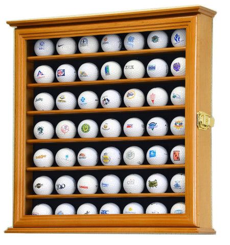 Golf Ball Display, Golf Ball Display Case, Golf Ball Displays, Golf Games, Ball Display, Hardwood Doors, Cabinet Wall, Brass Hinges, Wall Rack