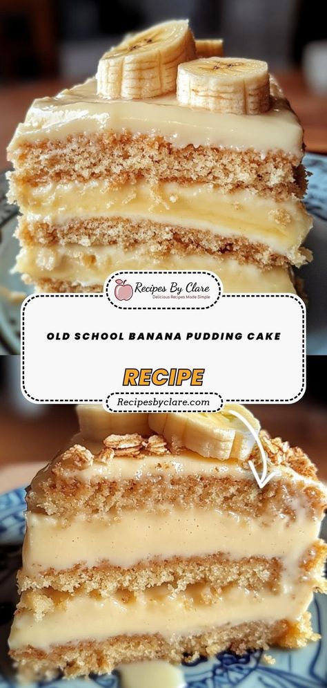 Indulge in this Classic Banana Pudding Cake, featuring a moist yellow cake base, a rich banana pudding layer, and topped with freshly whipped cream. Garnished with banana slices and crushed vanilla wafers for the ultimate dessert! Ingredients: 1 box yellow cake mix 1 package banana pudding mix Crushed vanilla wafers for garnish This cake is a delicious throwback to everyone’s favorite Southern dessert! Recipes For Old Bananas, Vanilla Wafer Banana Pudding, Classic Banana Pudding, Pudding Frosting, Moist Yellow Cakes, Banana Pudding Cake, Cake Banana, Fluffy Cake, Comfort Desserts