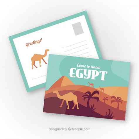 Post Card Design Creative, Egypt Postcard, Postcard Design Ideas, Chinese Branding, Postcard Project, Postcard Layout, Egypt Design, Postcard Ideas, Postcard Illustration