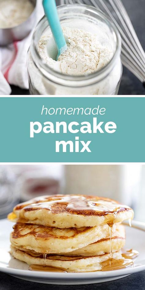 This Homemade Pancake Mix makes breakfast in the morning fast and easy. Make up a batch to keep on hand for when that pancake craving hits. #recipe #breakfast #pancakes #pancakemix Premade Pancake Mix Recipes, Diy Pancake Mix Easy, Pancake Mix From Scratch, Homemade Pancake Mix Easy, Homemade Pancake Mix Recipe, Pantry Mixes, Best Pancake Mix, Easy Pancake Mix, Staple Recipes