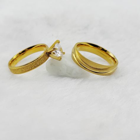 Bridal Jewellery Ensemble Bijoux Female and Male 24K Gold Plated Couples Wedding Ring Marriage Ring Marriage, Couple Wedding Rings, Finger Rings, Bridal Jewellery, Wedding Couples, Bridal Jewelry, Wedding Ring, Gold Plate, Wedding Rings