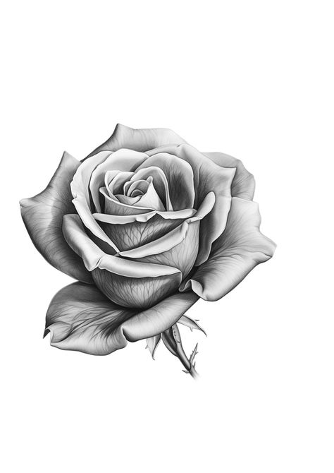 Realism Rose Tattoo Design, Black And Grey Rose Tattoo, Poppy Flower Drawing, Big Cat Tattoo, Dove Tattoo Design, Realistic Rose Tattoo, Rose Flower Tattoos, Rose Drawing Tattoo, Rose Hand Tattoo