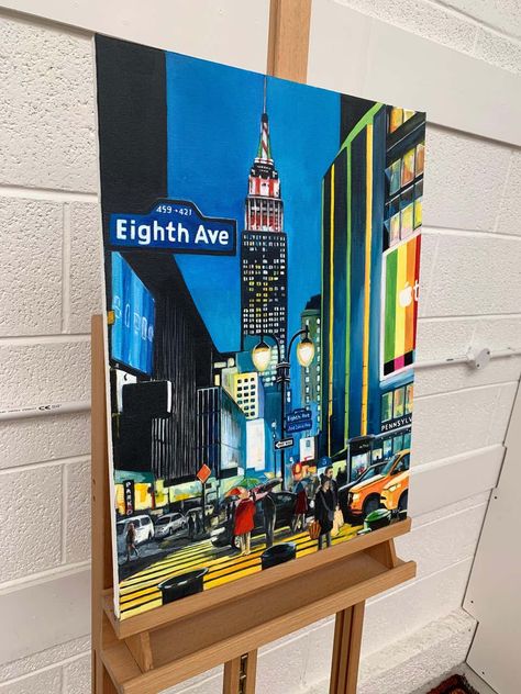 Easy New York Painting, New York City Painting Acrylic Easy, Building Painting Acrylic, Ib Art, New York Painting, Canvas Mixed Media, Building Painting, Mixed Media Acrylic, Painting Inspo