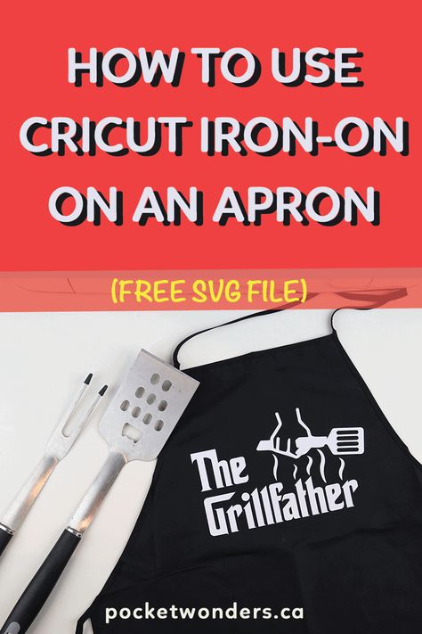 How to use Cricut Iron-On Vinyl on an Apron [Free Cricut SVG file] How To Make Aprons, Cricut Iron On Vinyl, Free Cricut Svg, Cricut Htv, How To Use Cricut, Diy Apron, Using Cricut, Craft Apron, Free Cricut