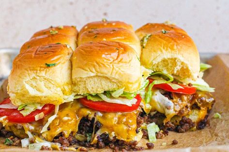 Chopped cheese is a beloved bodega sandwich hailing from New York but very specifically Brooklyn, though among chopped cheese enthusiasts, the exac... Bodega Recipes, Chop Cheese Sliders, Chopped Cheese Recipe, Chopped Cheese Sliders, Chopped Cheese Sandwich New York Recipe, Bodega Sandwich, Chop Cheese, Gourmet Sandwiches Recipes, Chopped Cheese Sandwich