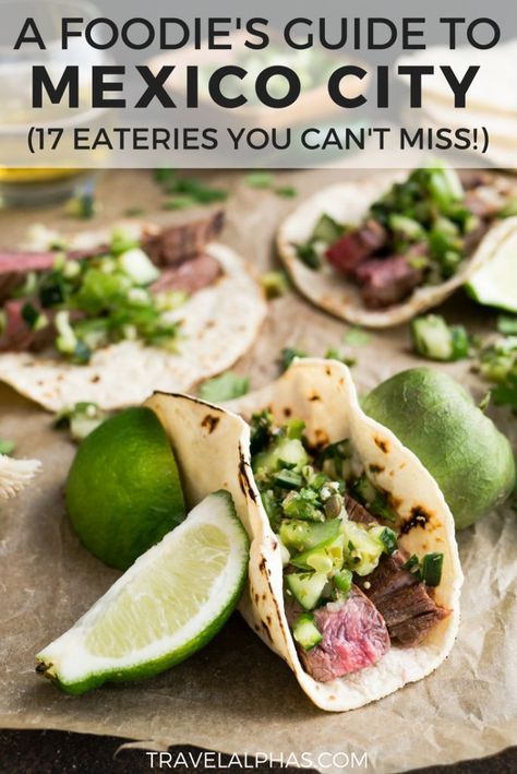 Want to know where to eat in Mexico city? Looking for the best Mexico City restaurants? This Mexico City foodie guide includes all of the best places to eat in Mexico City! From taco stands and markets, to fine-dining restaurants and casual eateries, these are the best restaurants to satisfy all of your foodie cravings! Tacos al pastor, chiles en nogada, chilaquiles, chicken with mole, and pan dulces are just a few of the dishes this guide covers. Mexico City Food, Mexico City Restaurants, Flank Steak Tacos, Mexico City Travel, Steak Tacos, Mexico Travel Guides, Visit Mexico, Skirt Steak, México City