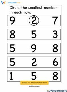 Smallest Number Worksheet, Number Worksheet, Comparing Numbers, Number Activities, Preschool Art Activities, Studying Math, Math Addition, Number Worksheets, Math Activities Preschool