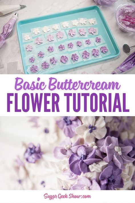 These Easy Buttercream Flowers are the perfect project for the buttercream newbie. ⁠ ⁠ Even if you’ve never piped a flower before, these 5 petal flowers are a great starting point!⁠ ⁠ I'm using my easy buttercream frosting for these flowers, and am freezing them before applying them onto my cake or cupcakes.⁠ ⁠ Pro tip: Make sure your buttercream is smooth and bubble-free by mixing your buttercream on low with the paddle attachment for 10-15 minutes after you make it. ⁠ ⁠ #buttercream Freeze Buttercream Flowers, Tiny Buttercream Flowers, Flower Frosting Tutorial, Freezing Buttercream Flowers, Flower Tips For Frosting, Piping Flowers On Cake, Buttercream For Piping, Easy Buttercream Flowers, Buttercream Frosting Flowers