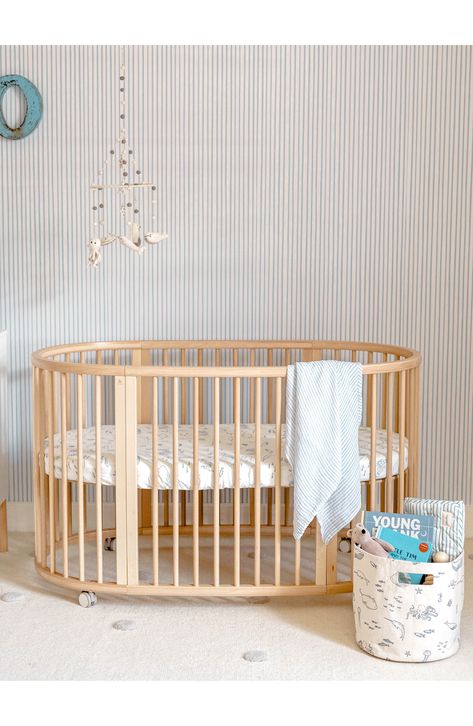 Nursery Decor Oval Crib Nursery, Stokke Crib, Oval Crib, Bed Extension, Stokke Sleepi, Fitted Crib Sheet, Crib Sheets, Baby Things, Bassinet